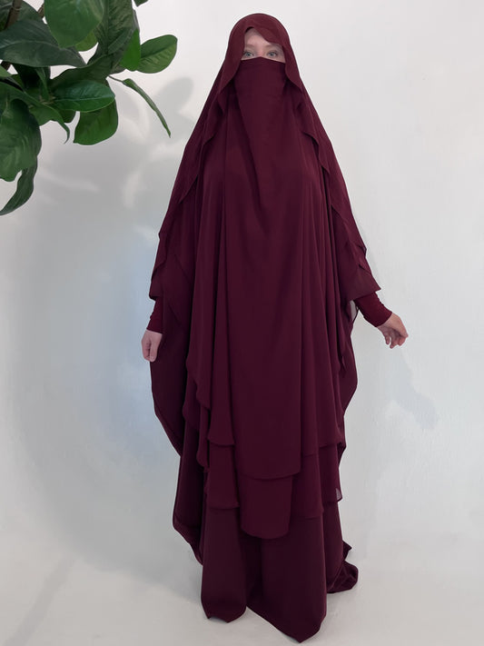 XXL Khimar Chiffon Bordeaux - elle A cette