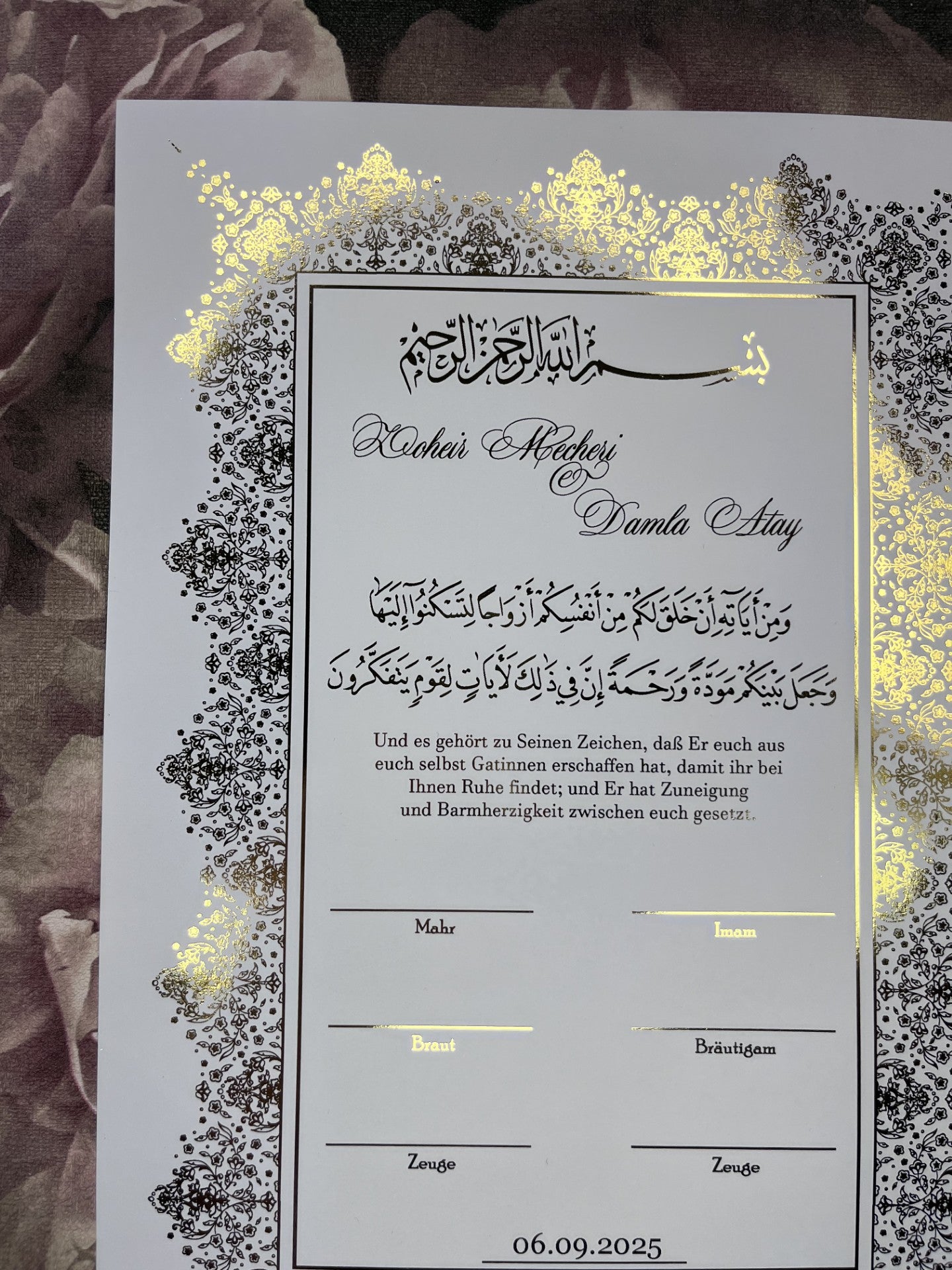 Zertifikat Nikkah Riyad - elle A cette