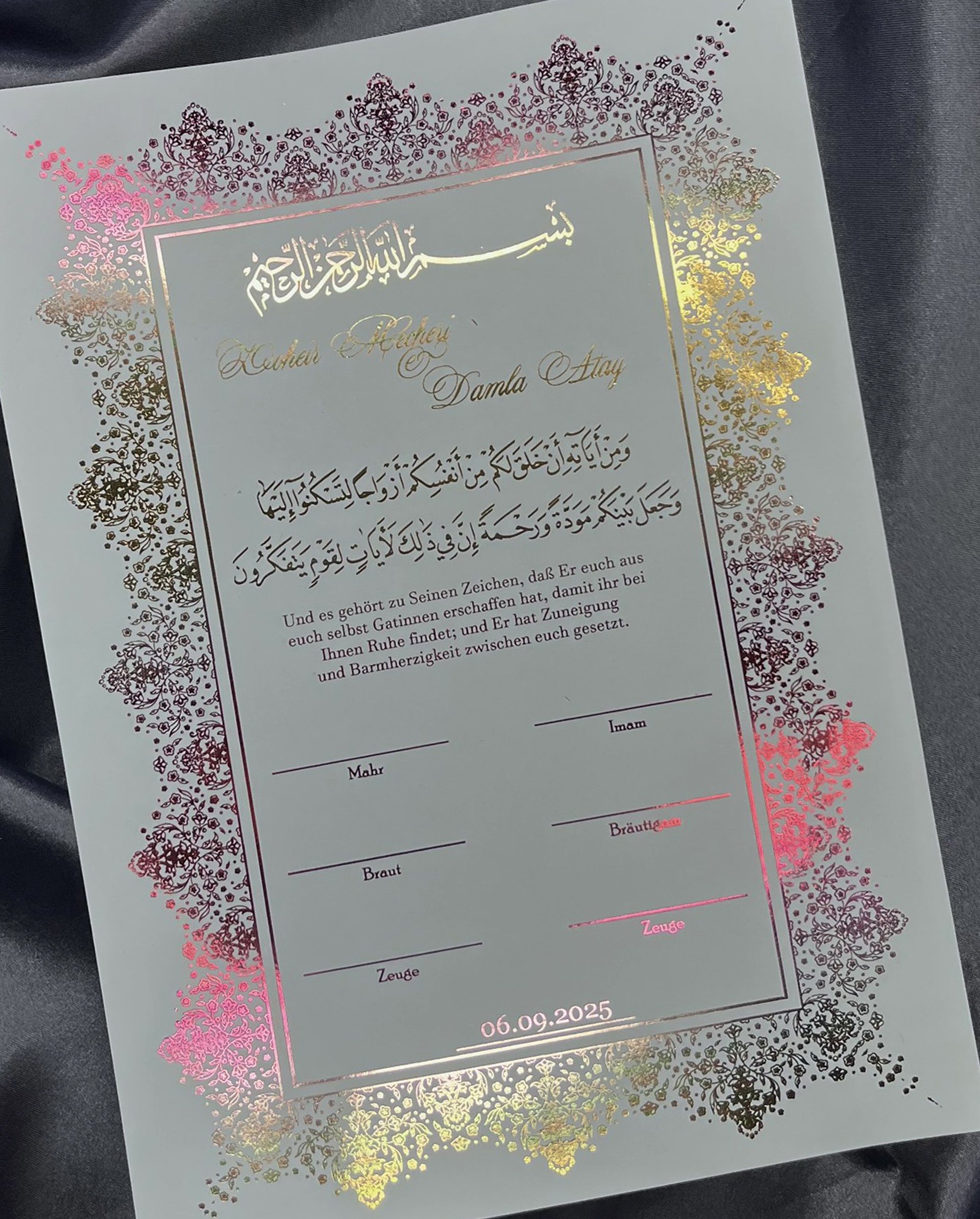 Zertifikat Nikkah Abu Dhabi - elle A cette